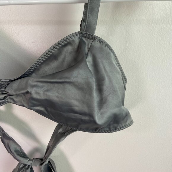NWOT Skims Chrome Woven Shine Tie Back Bralette - Picture 7 of 10